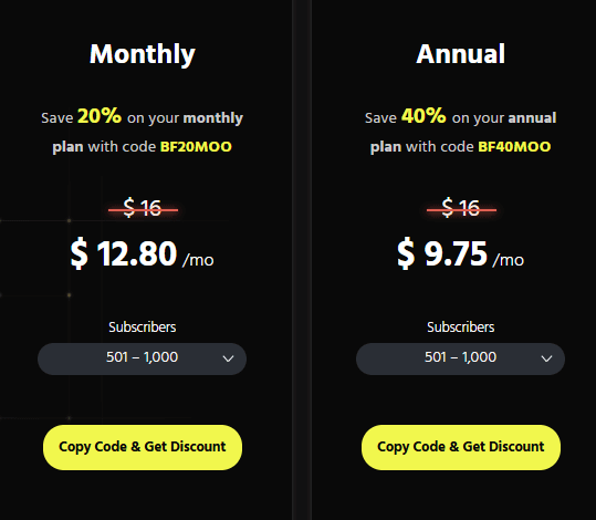 Moosend Black Friday Deal