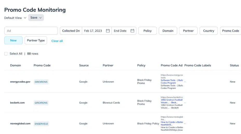 Promo code monitoring